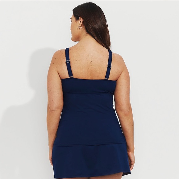 Lands’ End Tummy Control Wrap Underwire Tankini Swim Top-Navy-Women Size 26W - Picture 2 of 9